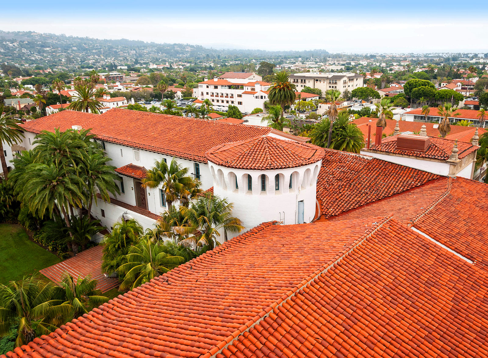 View from the clock tower of the Santa Barbara County Courthouse